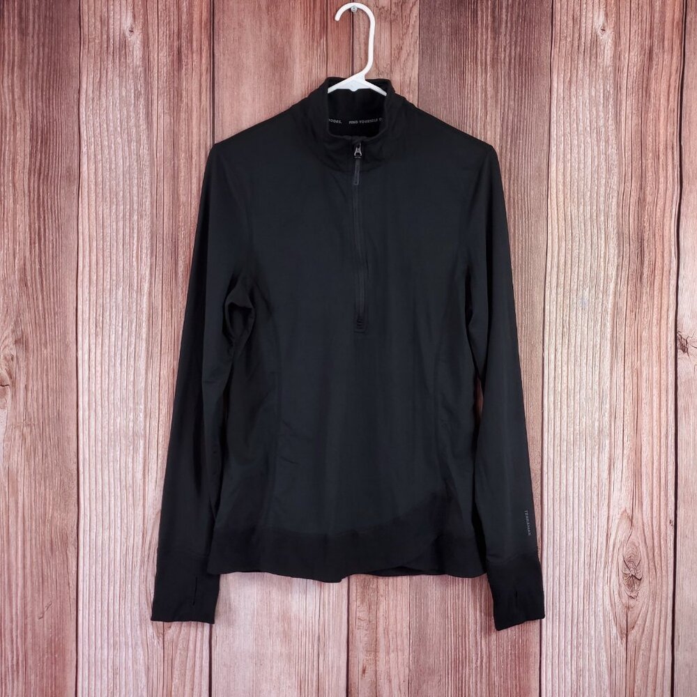 Terramar Womens Large 2.0 Cloud Nine Half Zip Base Layer Top Pullover Black